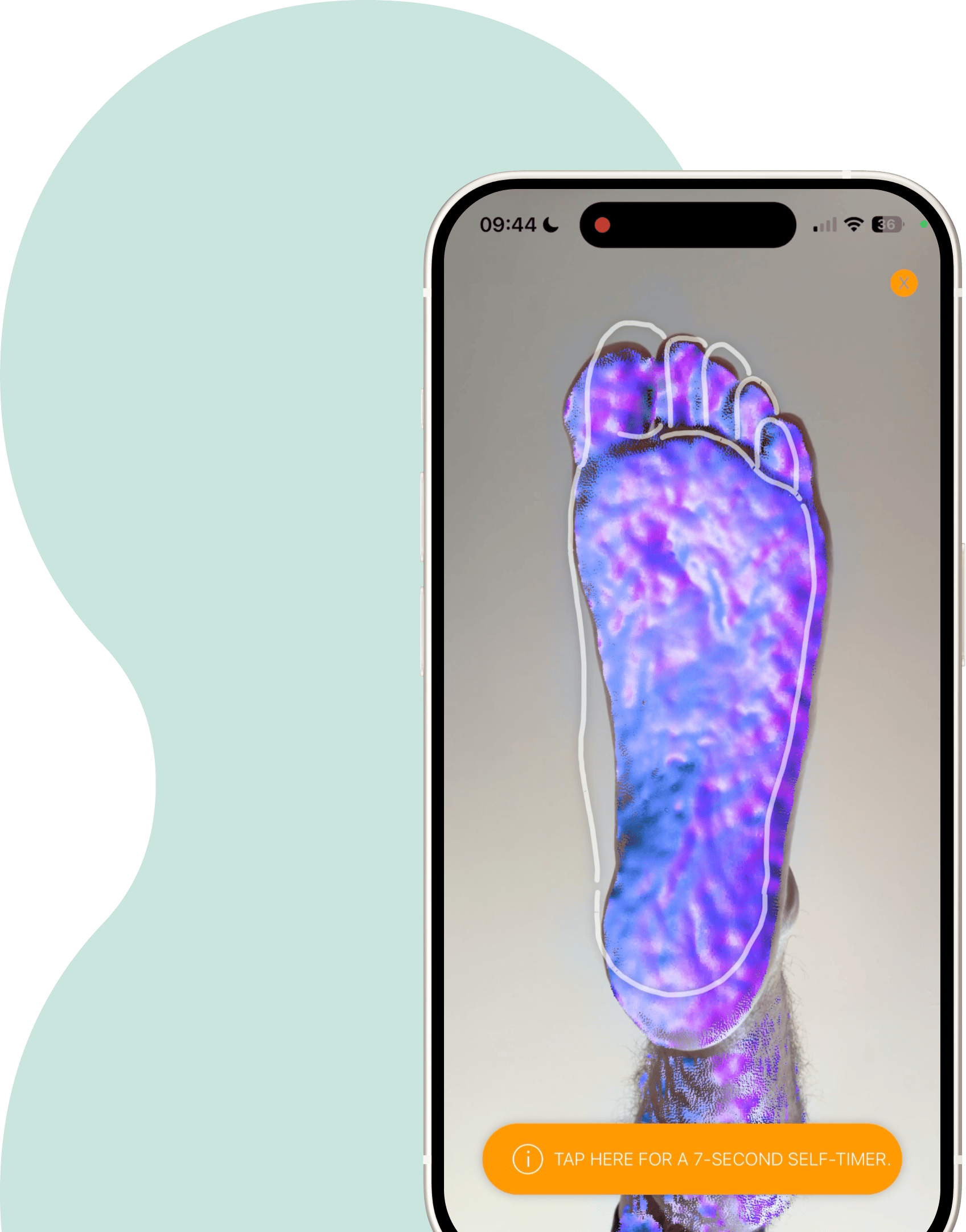 Fuß von unten gescannt mit Face ID scanner